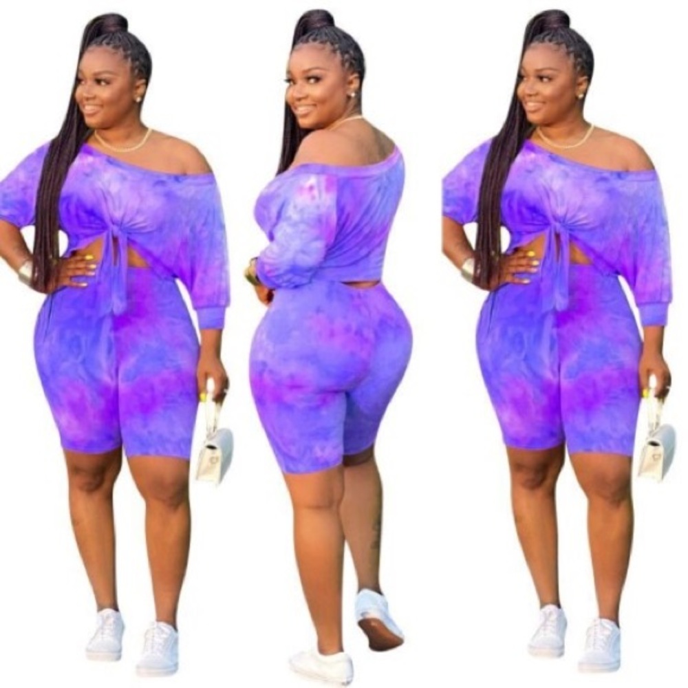Tie Dye Two Piece Knot Shirt and Short Set